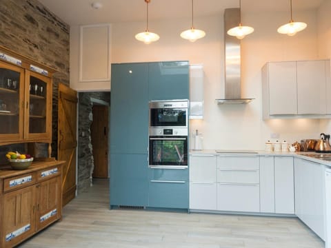 Kitchen in Ty Cam with built in oven, hob, extractor fan and Welsh Dresser