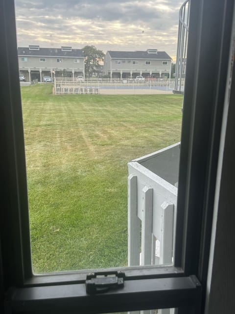 View of the pool from the porch; only steps away.