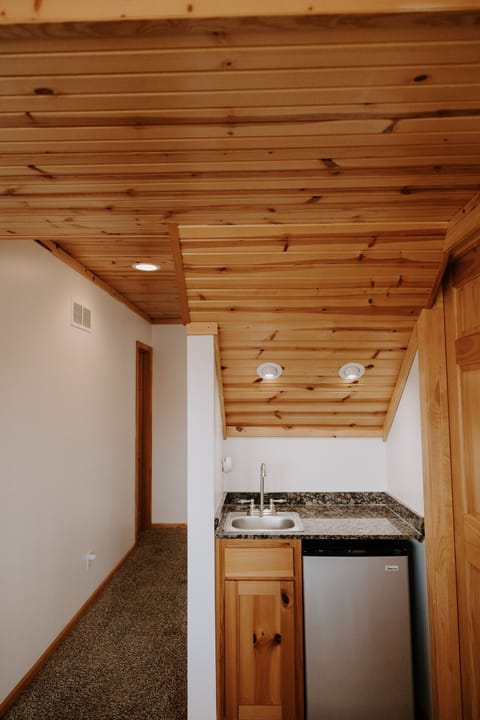 Lower level kitchenette with mini fridge and sink