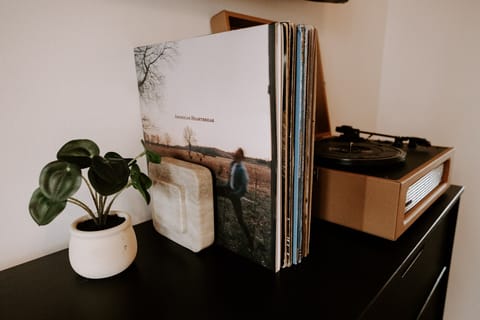 Assortment of vinyl records for the record player