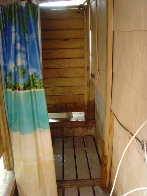 Combined shower/tub, hair dryer, towels, soap