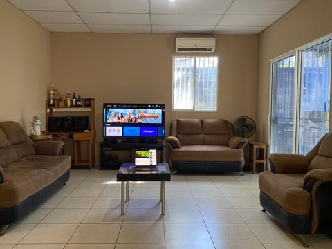 Smart TV, DVD player, books, music library