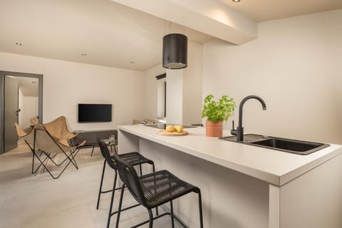 kitchen, living room