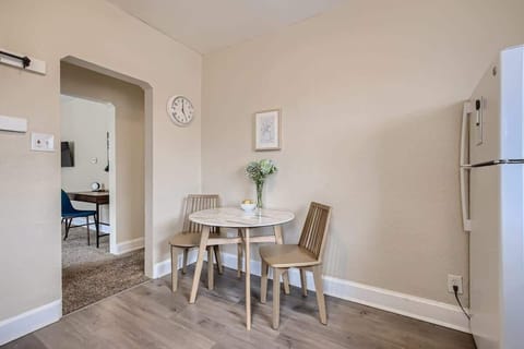 The breakfast nook gets all the light from the kitchen windows