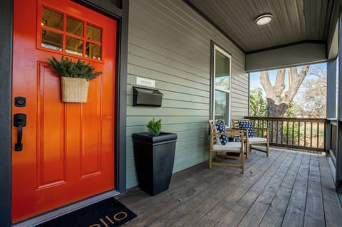 Front porch for morning coffee or evening beverages