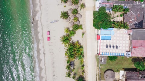 On the beach, beach towels