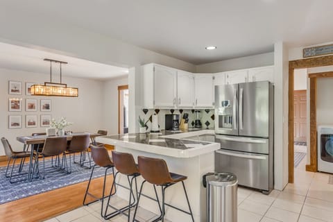 Kitchen view into dining room