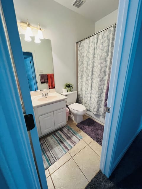 Shower, jetted tub, hair dryer, towels