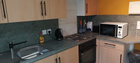 Fridge, microwave, oven, electric kettle