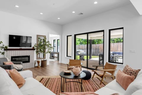 Relax in the living room on the large comfy sectional