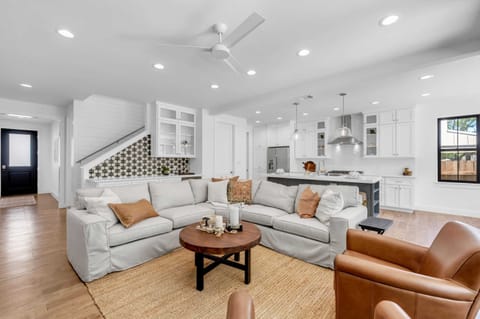 Large sectional and two comfy chairs for your gathering