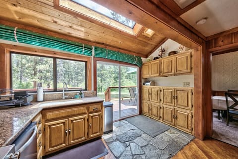 Nicely appointed kitchen in center of home and opens to back deck.