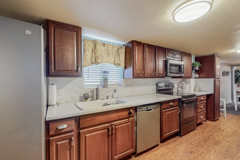 We offer a Keurig coffee maker (pods only) as well as coffee pods, creamer and sugar.