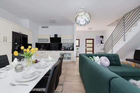 Living room with kitchenette.