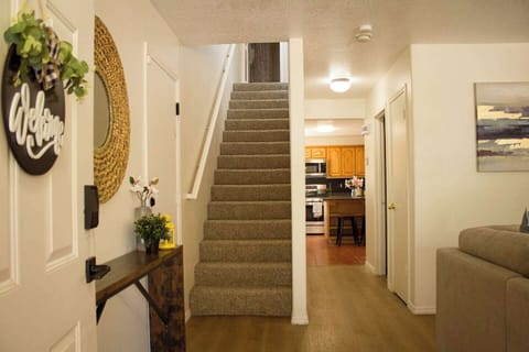 Upstairs to all the bedrooms or straight to kitchen