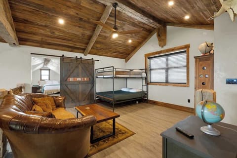 Twin over full bunk beds in the loft.