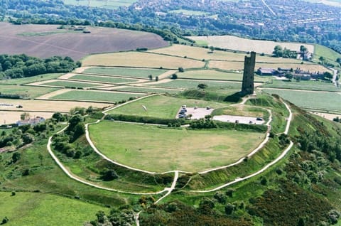 Ariel view of Castle Hill our property is to the right of the tower.