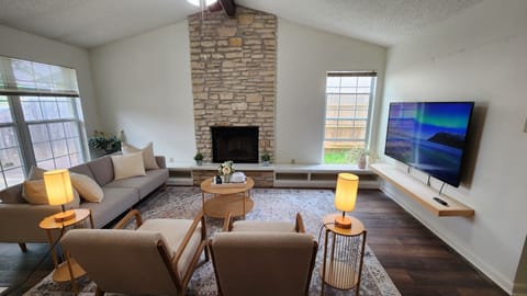 Smart TV, fireplace, computer monitors