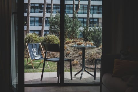 coffee terrace with a small garden