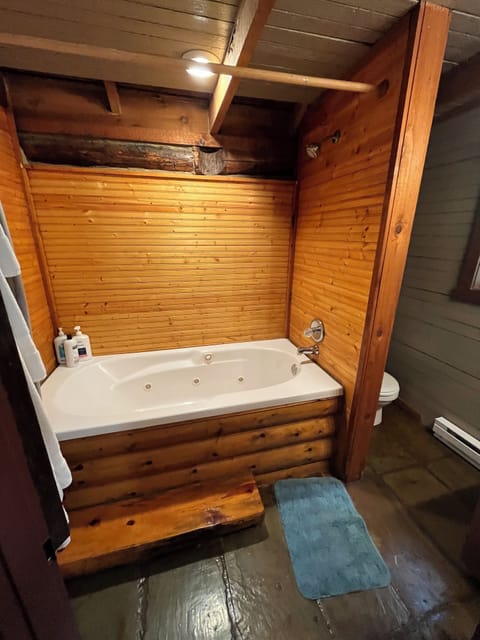 Combined shower/tub, jetted tub, hair dryer, towels