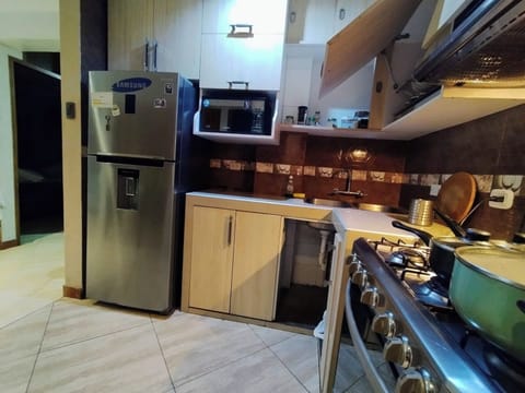 Fridge, microwave, oven, electric kettle