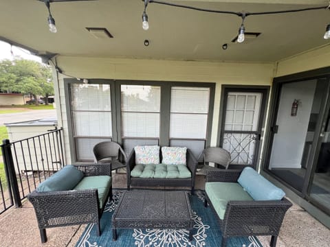Patio with access to kitchen or living room. 