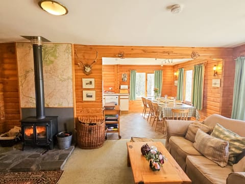 Relax in front of the log burner in the living room