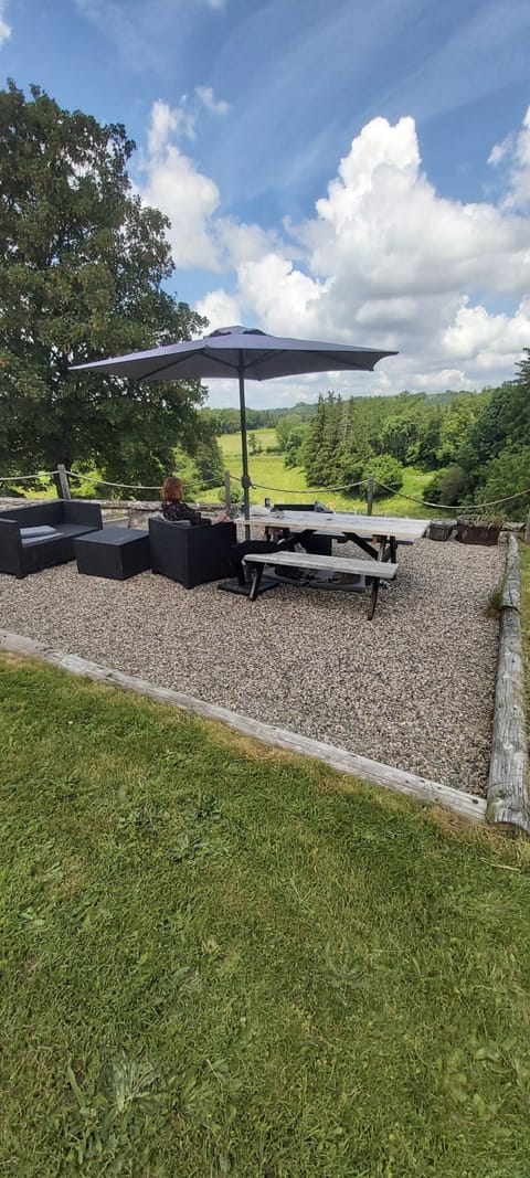 Elevated views from the private terrace with adjacent BBQ area.