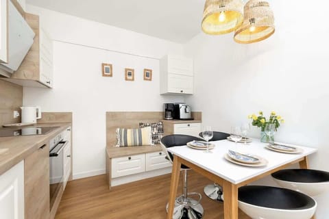 The kitchenette's practical layout maximizes space and functionality.