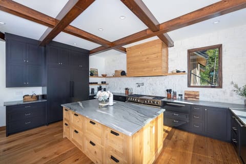 The fully-equipped kitchen has everything needed to prepare a memorable meal.