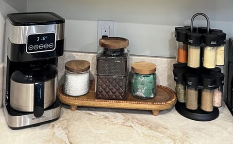 Starbucks coffee, tea, sugar and honey provided.