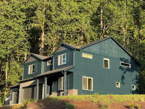 Exterior in the golden sunset light.