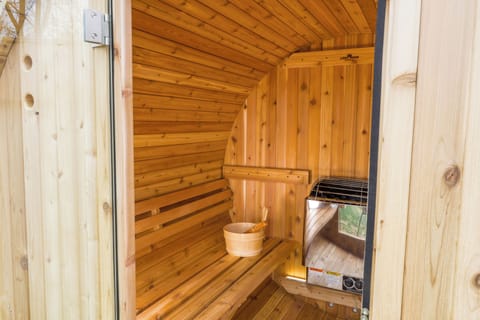 Outdoor Barrel Sauna - Reaches temperatures as hot as 190 degrees F - Fits 4 PPL
