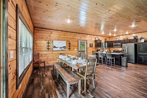 The dining table is also a great spot to use as a remote workspace.