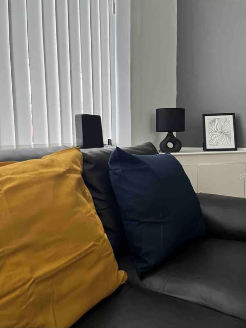 Mustard and Navy cushions, a great pair!