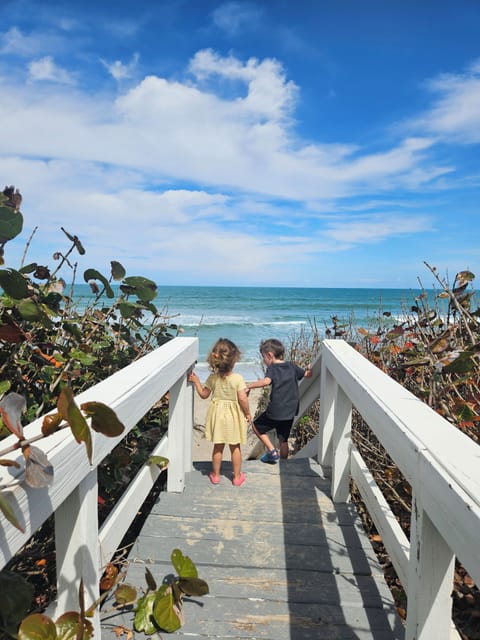 On the beach, sun loungers, beach towels