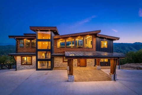 Exterior view at twilight