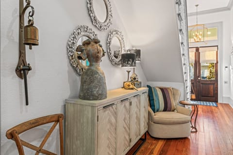 Seating area beneath the stairs