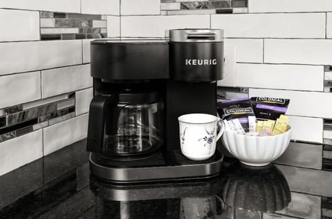 Enjoy 2 packets of coffee making 10-12 cups each, sweetener, sugar, and creamer for your enjoyment