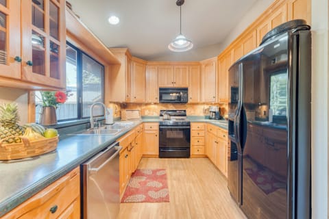 Fully-stocked kitchen.
