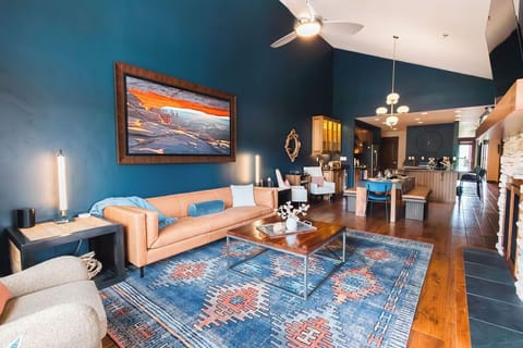 Inviting Sofa: 
The custom Arhaus sofa invites you to entertain and spend quality time with loved ones.