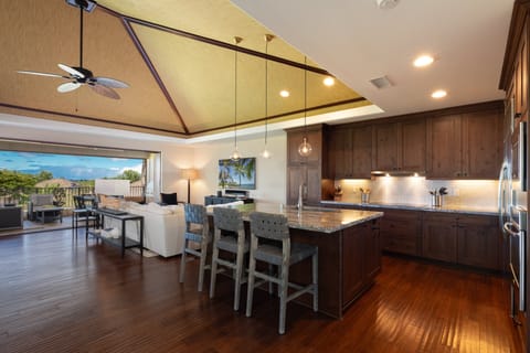 Open concept kitchen and living room, great for families