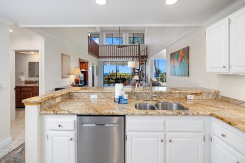 Kitchen w/ ocean view alt - Alternate kitchen view — cook with an ocean backdrop.
