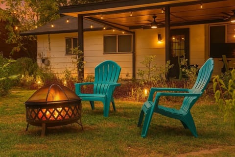 sitting in the yard with with fire pit