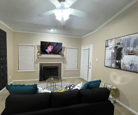 Smart TV, fireplace, computer monitors