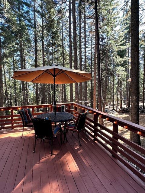 Patio table on deck.