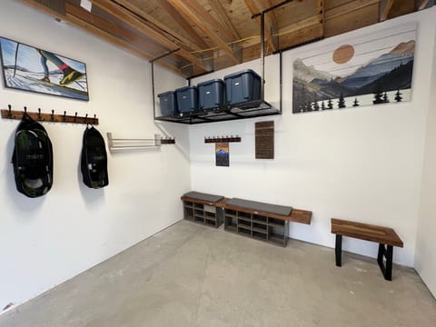 Staging area complete with temp gear storage bins