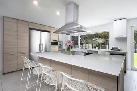 State of the art kitchen with all stainless steel appliances