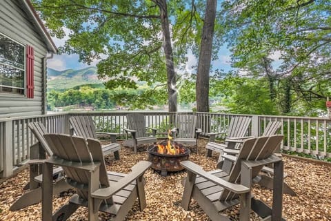 Firepit with lots of seating.