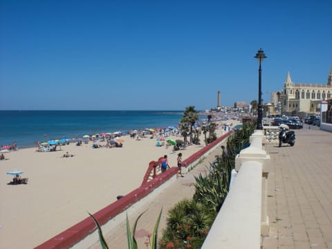 Beach nearby, sun loungers